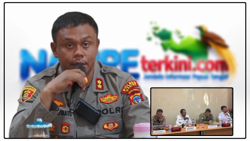 Kapolres Nabire AKBP Samuel Dominggus Tatiratu, S.I.K., M.H., CPHR, menghadiri Rakor bersama Pemkab Nabire dan unsur terkait untuk membahas fenomena El Nino serta langkah-langkah pencegahan Karhutla di Kabupaten Nabire. Dok_Humas polres Nabire