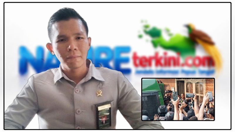 Humas Pengadilan Negeri Nabire, Kristofel Panggabean, memberikan keterangan terkait jalannya persidangan perkara pidana anak setelah majelis hakim membacakan putusan sela, Rabu (26/8/2026). Dok_TN