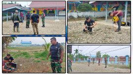 Danramil Nabire Kapten Inf. LA Sabara bersama tim melakukan survei titik sumber air untuk persiapan pembangunan sumur bor bagi masyarakat terdampak kekeringan di Nabire Barat. Dok_Arief NT