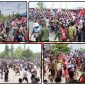 Ratusan massa KNPB tiba di halaman Kantor DPR Papua Tengah, Nabire, Sabtu (15/8/2026), setelah melakukan long march untuk menyampaikan aspirasi. Dok_Arief NT