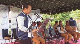 Kepala Dinas Pendidikan dan Kebudayaan Provinsi Papua Tengah Nurhaida, SE, memberikan sambutan kepada peserta GSI tingkat Provinsi Papua Tengah 2026 di Nabire, Senin (24/8/2026). Dok_Arief NT