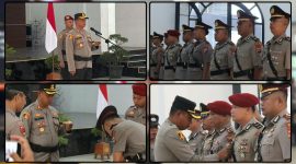 Kapolres Nabire AKBP Samuel Dominggus Tatiratu memimpin upacara pengukuhan dan serah terima jabatan sejumlah pejabat Polres Nabire, Kamis (27/8/2026). Dok_Humas Polres Nabire