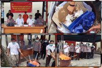 Wakapolres Nabire Kompol Dr. Piter Kendek, S.Sos., M.M., bersama jajaran terkait menyaksikan pemusnahan barang bukti narkotika jenis ganja di Satnarkoba Polres Nabire, Selasa (1/9/2026). Dok_Arief NT