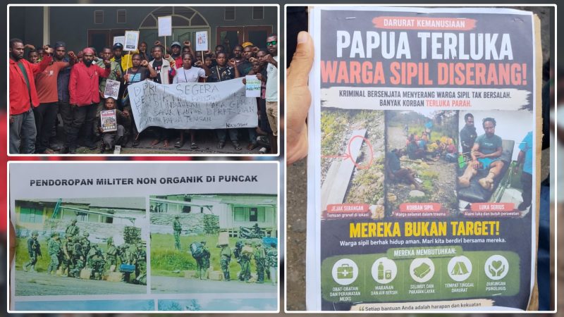 Perwakilan Gerakan Pelajar Mahasiswa Intan Jaya se-Indonesia (GPMI-I) saat menyampaikan pernyataan sikap terkait kondisi masyarakat dan situasi konflik di Kabupaten Intan Jaya, Papua Tengah. Dok_Alvi NT