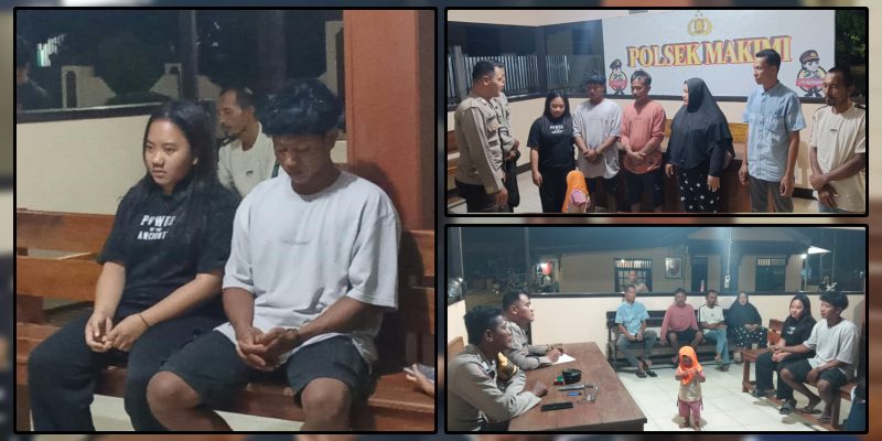 Personel Polsek Makimi bersama keluarga dalam proses penyelesaian laporan orang hilang dan penyerahan anak kepada pihak keluarga di Aula Polsek Makimi, Selasa (15/9/2026). Dok_ Andi NT