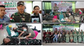 Personel TNI, keluarga besar TNI, dan masyarakat mengikuti kegiatan donor darah dalam rangka HUT ke-81 TNI di Aula Makodim 1705/Nabire, Minggu (20/9/2026). Dok_Pri-173/PVB