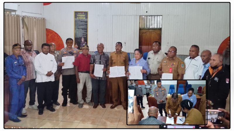 Bupati Nabire menyampaikan permohonan maaf kepada jajaran GKI Tanah Papua dalam audiensi yang berlangsung di Polres Nabire. Dok_Arief NT