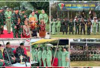Danrem 173/PVB Brigjen TNI Vivin Alivianto mendampingi Pangdiv III Kostrad Mayjen TNI Wulang Nur Yudhanto dalam Upacara Tradisi Pembaretan dan Penerimaan Warga Baru Kostrad di Nabire. Dok_Pri-Korem 173/PVB