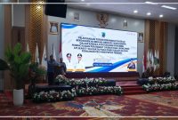 Staf Ahli Gubernur Papua Tengah Ukkas, S.Sos., M.KP., mewakili Gubernur Meki Nawipa saat menghadiri Forum Perangkat Daerah sekaligus peluncuran SIBAPATENGA di Kantor Gubernur Papua Tengah, Kamis (24/9/2026). Dok_FNM