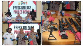 Kapolres Deiyai Kompol Sarifudin Ahmad saat menyampaikan perkembangan pengungkapan kasus dan menunjukkan sejumlah barang bukti, Senin (28/9/2026). Dok_Arief NT
