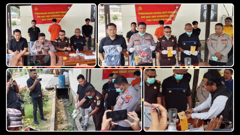 Kapolres Nabire AKBP Samuel Dominggus Tatiratu saat memimpin pemusnahan barang bukti narkotika di Mapolres Nabire, Selasa (29/9/2026). Dok_Arief NT